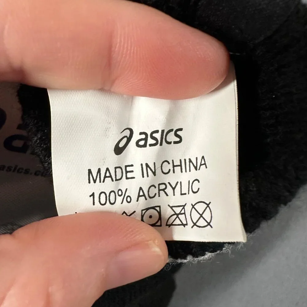 Asics‎ Womens L/XL Black White Knit Stripe Gloves ZC831-9001 NWT